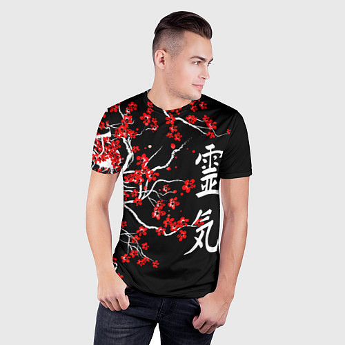 Мужская спорт-футболка Сакура в цвету / 3D-принт – фото 3