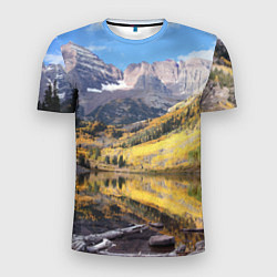 Мужская спорт-футболка Красивая река между гор