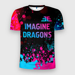 Футболка спортивная мужская Imagine Dragons - neon gradient: символ сверху, цвет: 3D-принт