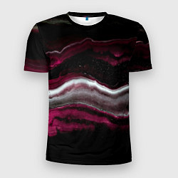 Мужская спорт-футболка Розовые и белые волны песка в абстракции