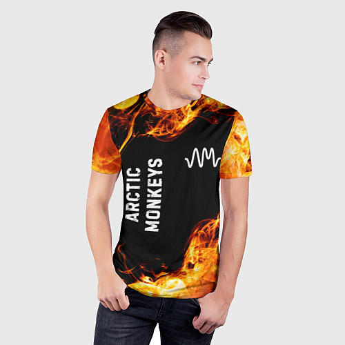 Мужская спорт-футболка Arctic Monkeys и пылающий огонь / 3D-принт – фото 3