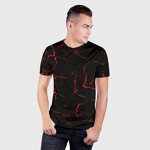 Мужская спорт-футболка Текстура лавы / 3D-принт – фото 3