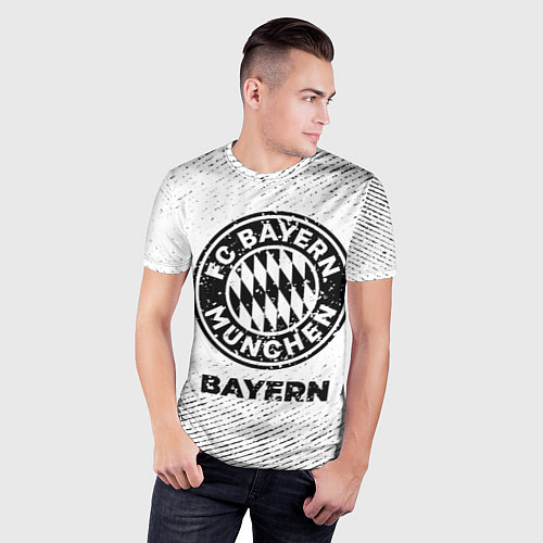 Мужская спорт-футболка Bayern с потертостями на светлом фоне / 3D-принт – фото 3