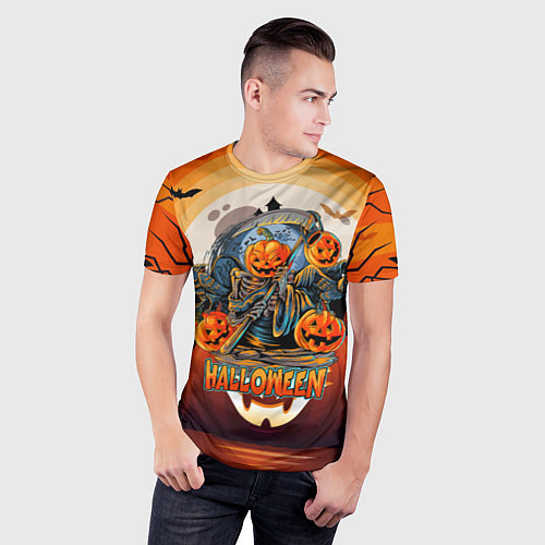 Мужская спорт-футболка Хэллоуин - тыквы / 3D-принт – фото 3