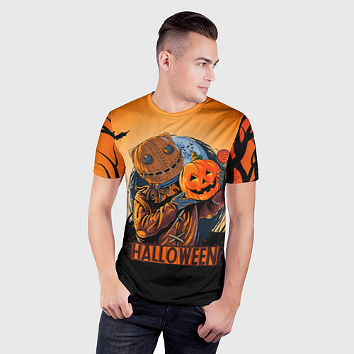 Мужская спорт-футболка Хэллоуин убийца с тыквой / 3D-принт – фото 3