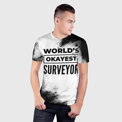 Мужская спорт-футболка Worlds okayest surveyor - white / 3D-принт – фото 3