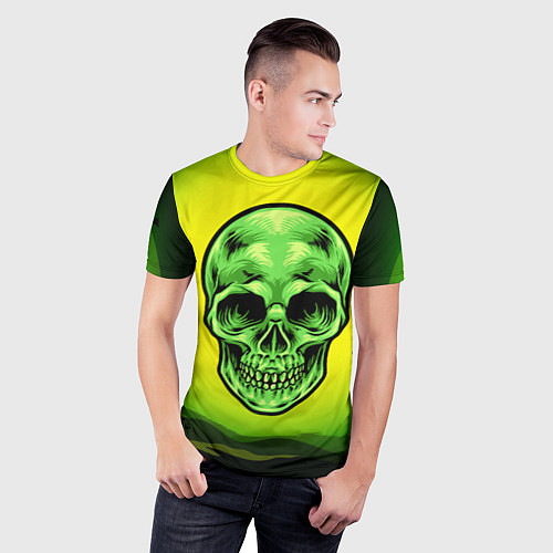 Мужская спорт-футболка Зеленый череп / 3D-принт – фото 3