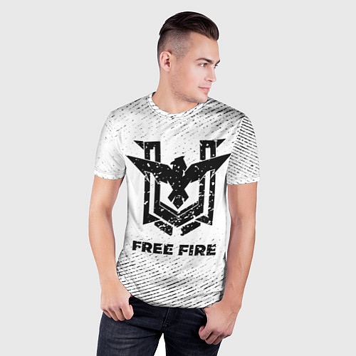 Мужская спорт-футболка Free Fire с потертостями на светлом фоне / 3D-принт – фото 3