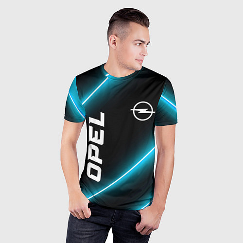 Мужская спорт-футболка Opel неоновые лампы / 3D-принт – фото 3