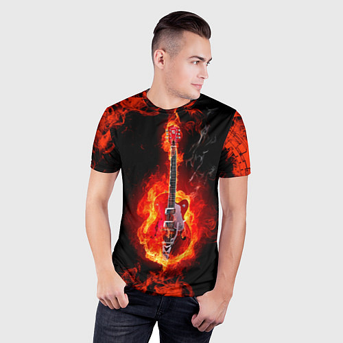 Мужская спорт-футболка Огненная гитара / 3D-принт – фото 3