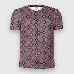 Мужская спорт-футболка Разноцветные квадраты с зигзагами