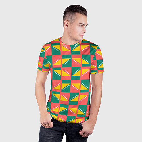 Мужская спорт-футболка Геометрический цветной узор / 3D-принт – фото 3