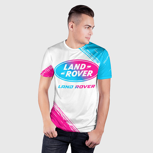 Мужская спорт-футболка Land Rover neon gradient style / 3D-принт – фото 3