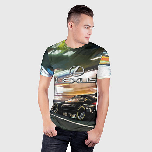 Мужская спорт-футболка Lexus - скорость режим / 3D-принт – фото 3
