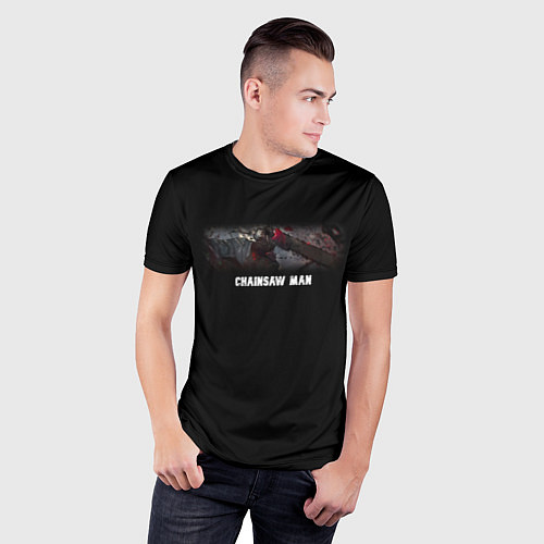 Мужская спорт-футболка Человек-бензопила Дэндзи в ярости / 3D-принт – фото 3