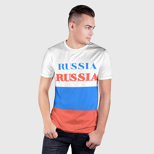 Мужская спорт-футболка Цвета флага России Russia / 3D-принт – фото 3
