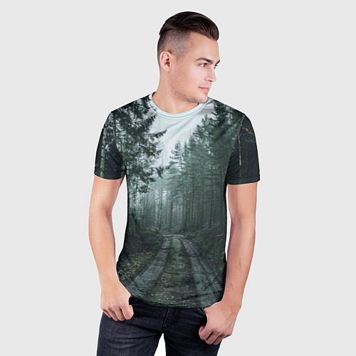 Мужская спорт-футболка Дорога в лес / 3D-принт – фото 3