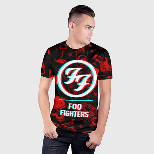 Мужская спорт-футболка Foo Fighters rock glitch / 3D-принт – фото 3