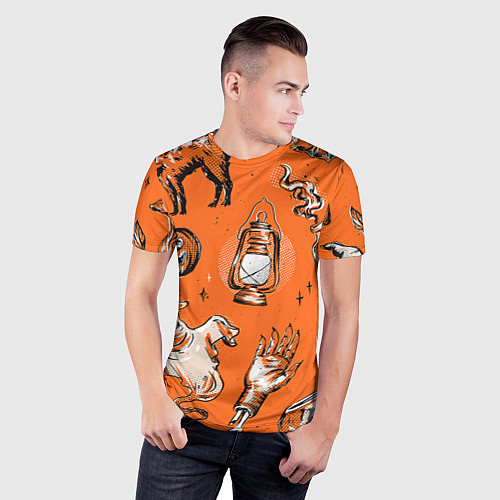 Мужская спорт-футболка Ретро Хэллоуин / 3D-принт – фото 3