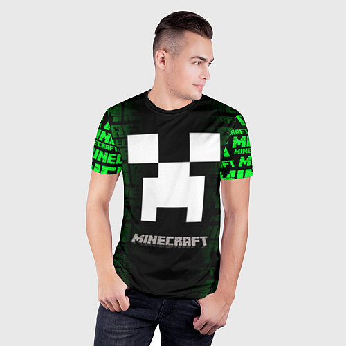 Мужская спорт-футболка Minecraft - green creeper / 3D-принт – фото 3
