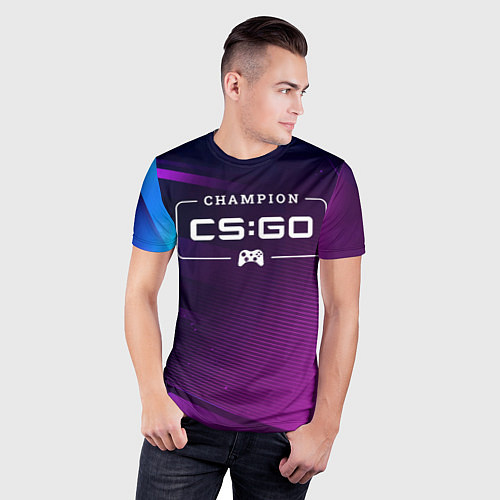 Мужская спорт-футболка Counter Strike gaming champion: рамка с лого и джо / 3D-принт – фото 3
