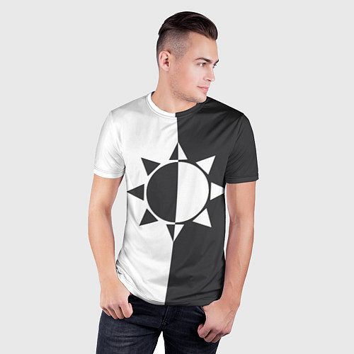 Мужская спорт-футболка Черно-белое солнце / 3D-принт – фото 3