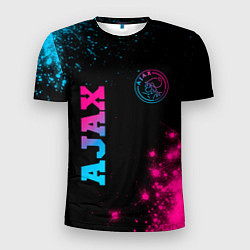 Футболка спортивная мужская Ajax - neon gradient: надпись, символ, цвет: 3D-принт