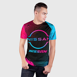 Футболка спортивная мужская Nissan - neon gradient, цвет: 3D-принт — фото 2