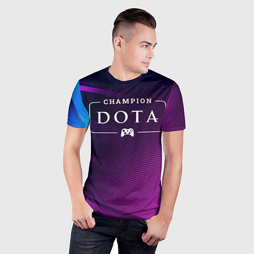 Мужская спорт-футболка Dota gaming champion: рамка с лого и джойстиком на / 3D-принт – фото 3