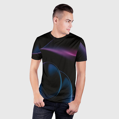 Мужская спорт-футболка Абстрактные фиолетовые волны / 3D-принт – фото 3