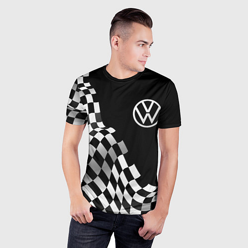 Мужская спорт-футболка Volkswagen racing flag / 3D-принт – фото 3