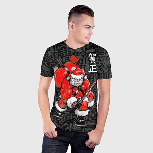 Мужская спорт-футболка Santa Claus Samurai / 3D-принт – фото 3
