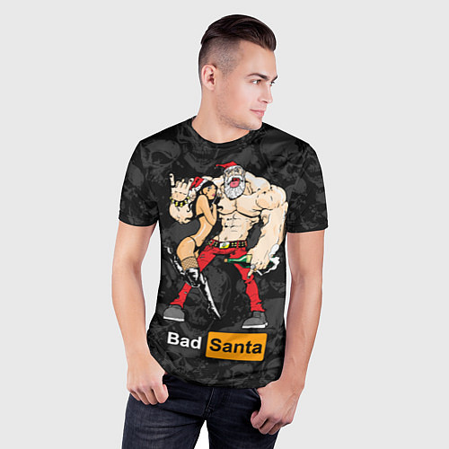 Мужская спорт-футболка Bad Santa and sexy girl / 3D-принт – фото 3