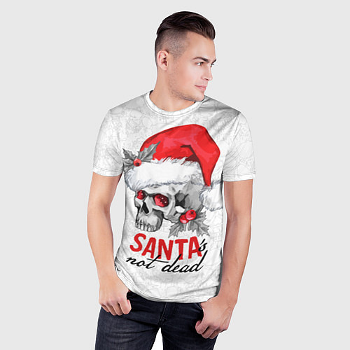 Мужская спорт-футболка Santa is not dead, skull in red hat / 3D-принт – фото 3