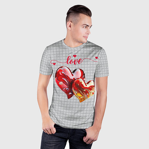Мужская спорт-футболка Love - сердечки / 3D-принт – фото 3
