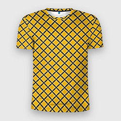 Футболка спортивная мужская Черно-желтый клетчатый узор, цвет: 3D-принт