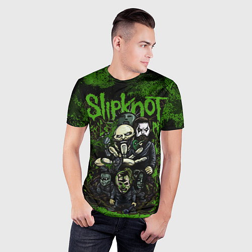 Мужская спорт-футболка Slipknot green art / 3D-принт – фото 3