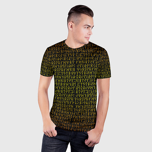 Мужская спорт-футболка Золотой рунический алфавит / 3D-принт – фото 3