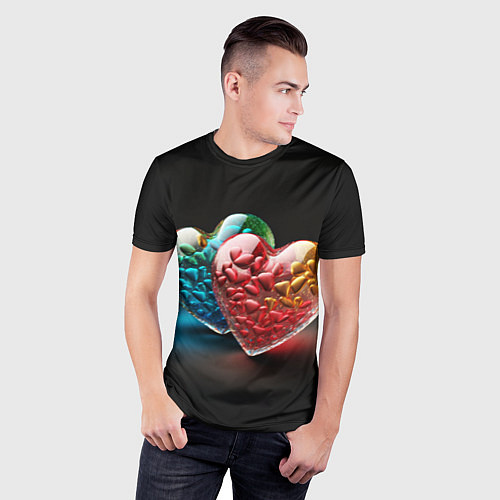 Мужская спорт-футболка Сердечки для влюблённых / 3D-принт – фото 3