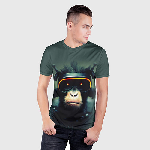 Мужская спорт-футболка Кибер-обезьяна / 3D-принт – фото 3