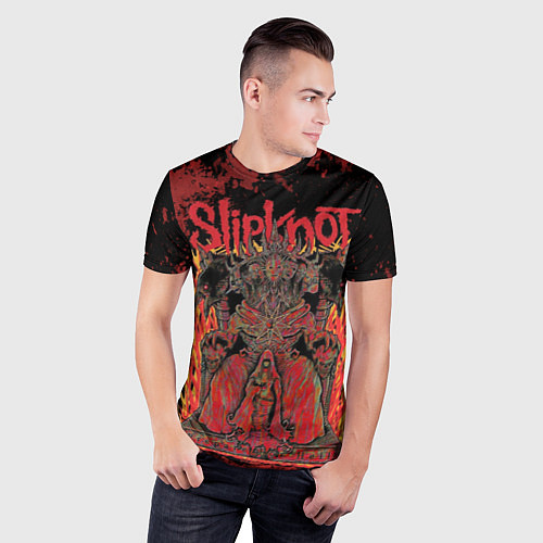 Мужская спорт-футболка Slipknot black and red / 3D-принт – фото 3