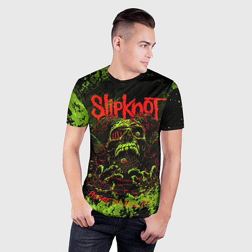 Мужская спорт-футболка Slipknot green череп / 3D-принт – фото 3
