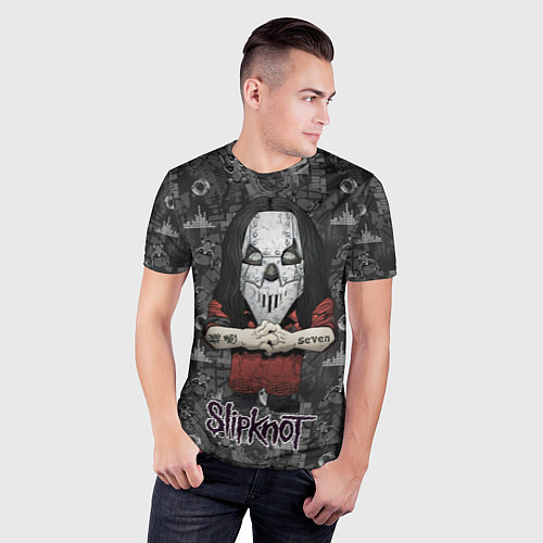 Мужская спорт-футболка Slipknot серый абстрактный фон / 3D-принт – фото 3