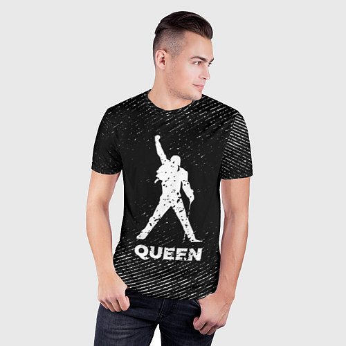Мужская спорт-футболка Queen с потертостями на темном фоне / 3D-принт – фото 3