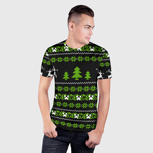 Мужская спорт-футболка Новогодний свитер - Крипер / 3D-принт – фото 3