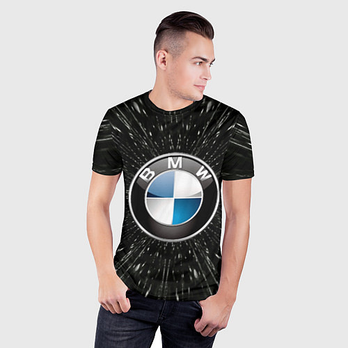Мужская спорт-футболка БМВ эмблема, автомобильная тема / 3D-принт – фото 3