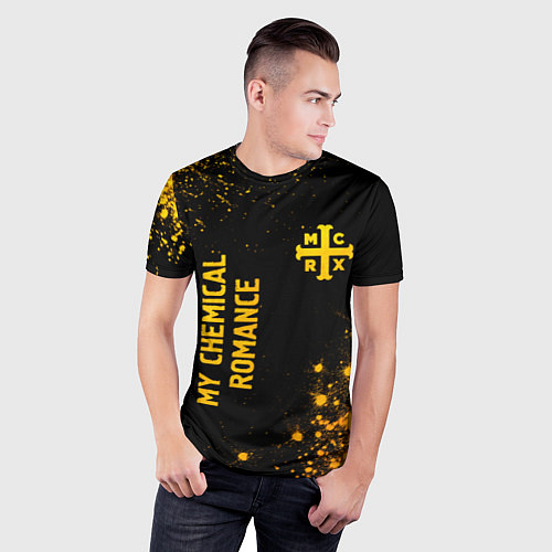 Мужская спорт-футболка My Chemical Romance - gold gradient: надпись, симв / 3D-принт – фото 3