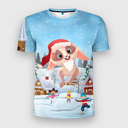 Футболка спортивная мужская Счастливый новогодний зайчик, цвет: 3D-принт