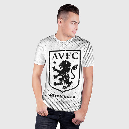 Мужская спорт-футболка Aston Villa с потертостями на светлом фоне / 3D-принт – фото 3