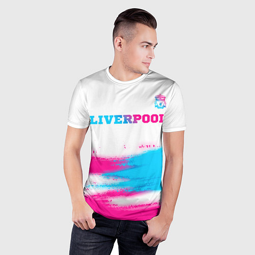 Мужская спорт-футболка Liverpool neon gradient style: символ сверху / 3D-принт – фото 3